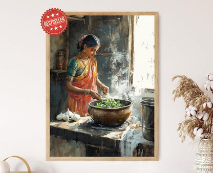 Affiche Cuisine Indienne – Illustration Rustique de Dal à Cuisiner