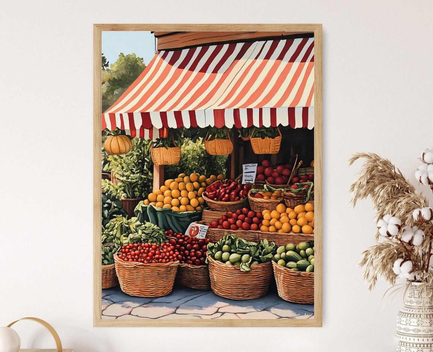 Affiche Marché Fermier – Illustration Colorée de Fruits Frais