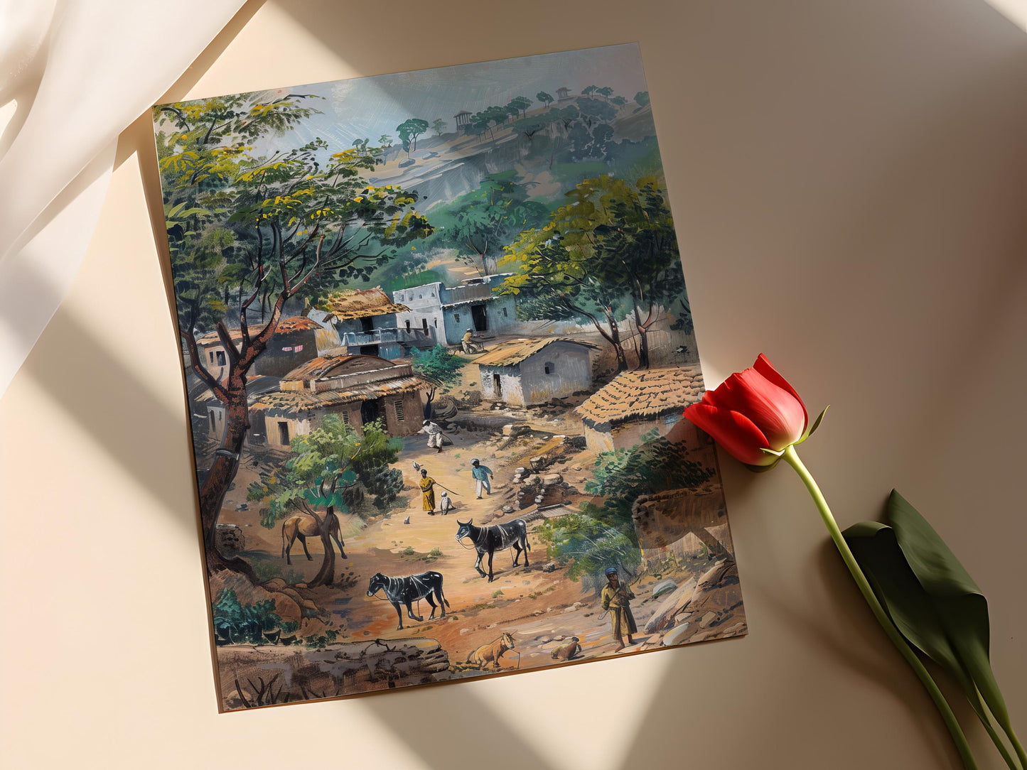 Affiche Village Indien traditionnel – Impression artistique culturelle