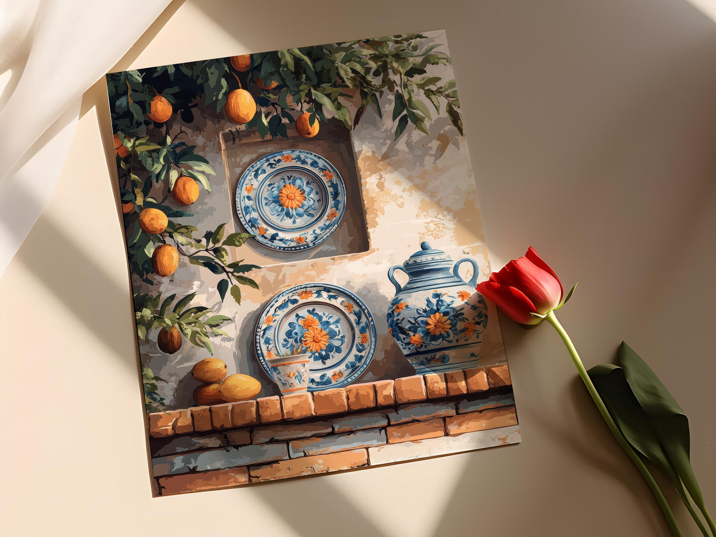 Affiche Multani – Poster Art Floral, Poissons & Mangue Pakistanais