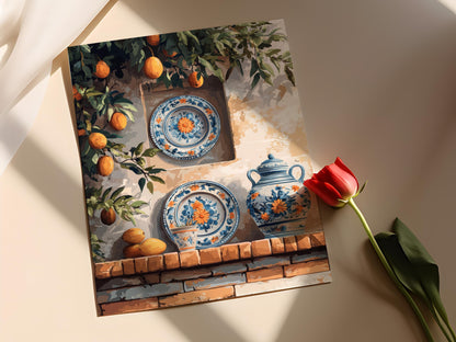 Affiche Multani – Poster Art Floral, Poissons & Mangue Pakistanais