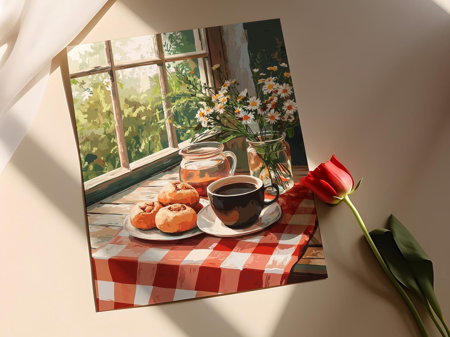 Affiche Fika Suédoise : Petits Pains à la Cannelle & Café, Art Nordique