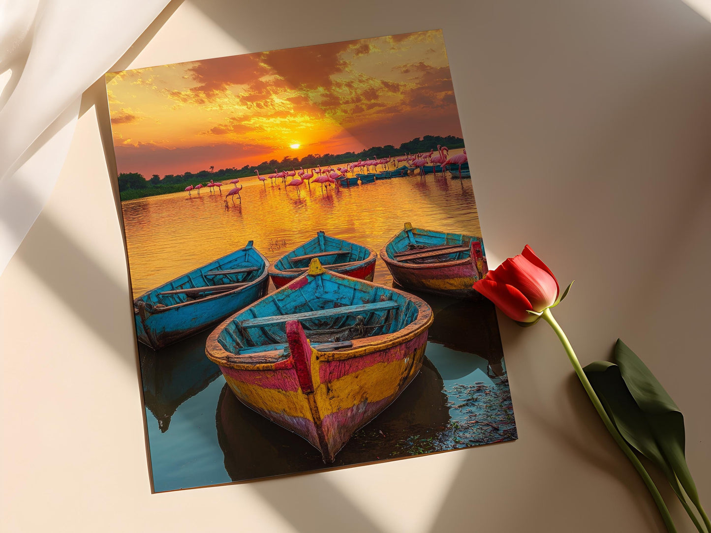 Affiche Lac Chilika – Poster Paysage d'Odisha avec Oiseaux et Bateaux