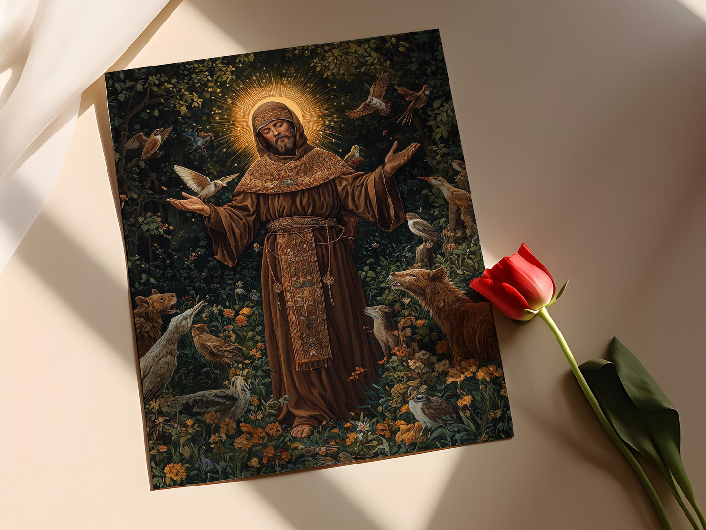 Affiche Saint François d'Assise – Poster Art Chrétien pour la Paix Spirituelle