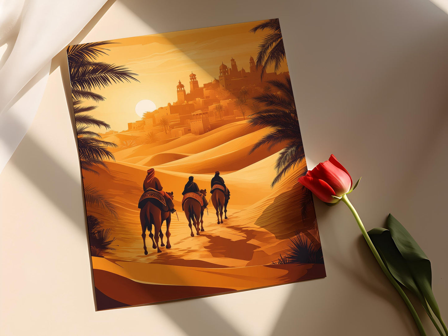 Jemenitisches Karawanenplakat – Traditionelles Wüstenkunstplakat