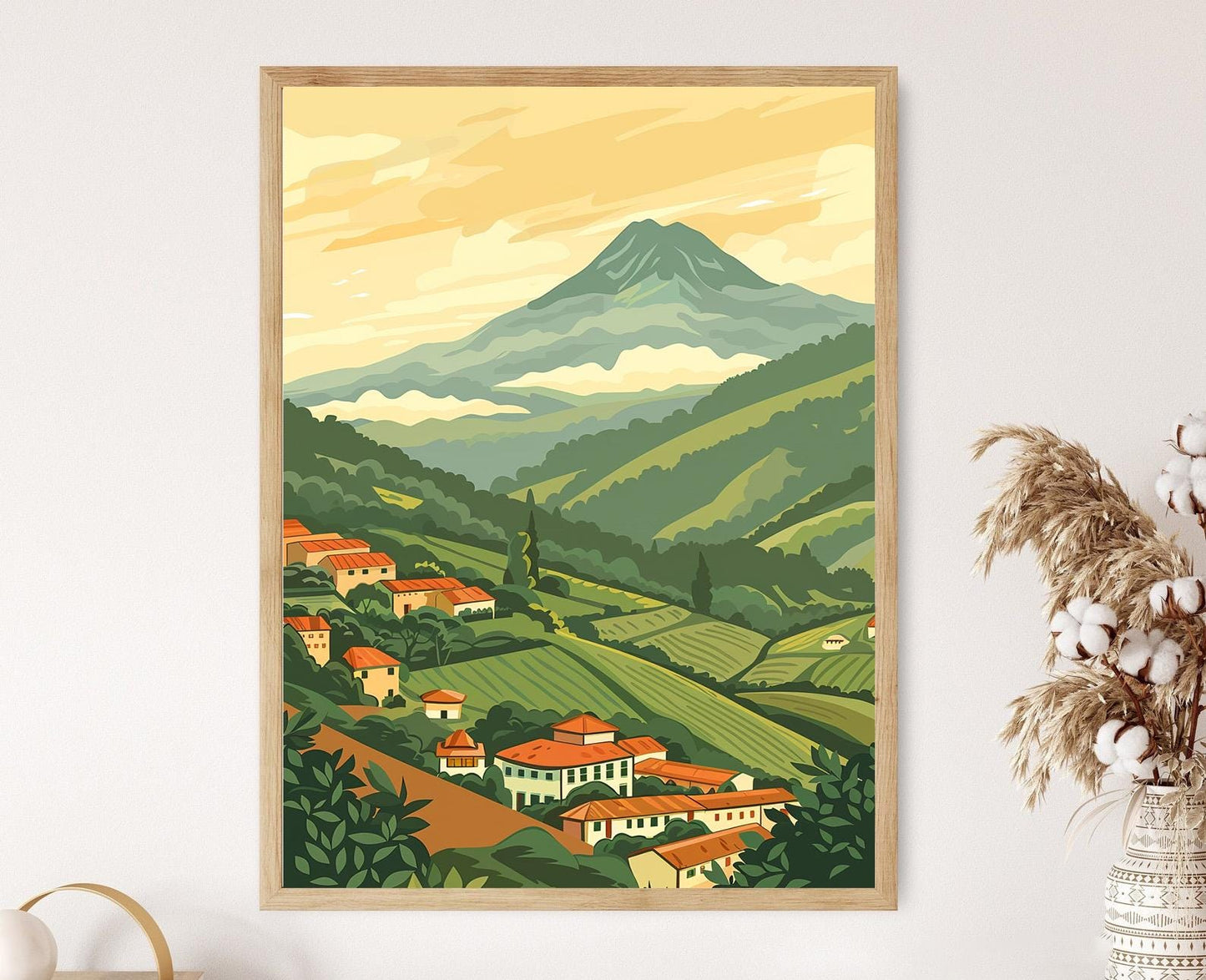 Affiche Boquete Panama – Poster Paysage montagneux géométrique, plantation de café