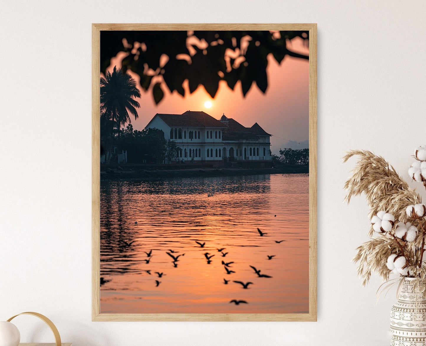 Affiche Kochi, Kerala – Poster Silhouette du Bolgatty au coucher de soleil