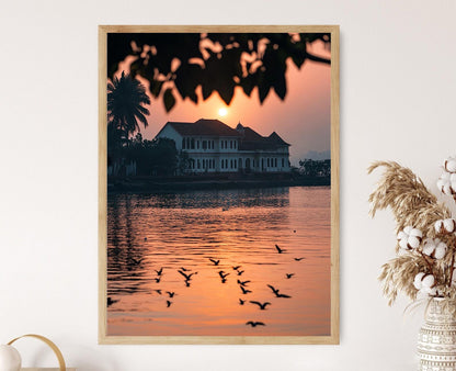 Affiche Kochi, Kerala – Poster Silhouette du Bolgatty au coucher de soleil