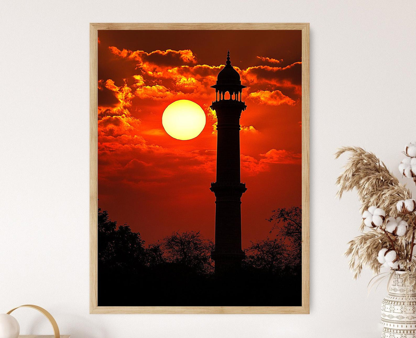 Affiche Coucher de Soleil Qutub Minar – Poster Silhouette de Delhi