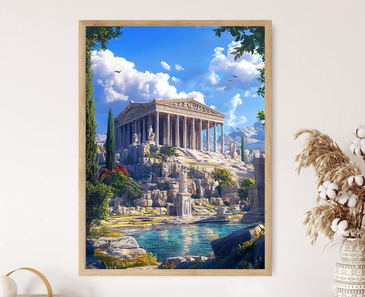 Affiche Mausolée d'Halicarnasse – Impression d'art, Merveille ancienne et Calme du soir