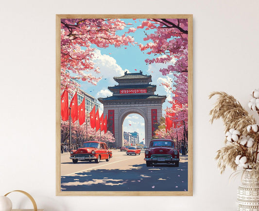 Affiche Pyongyang – Poster Vintage de la Rue Nord-Coréenne