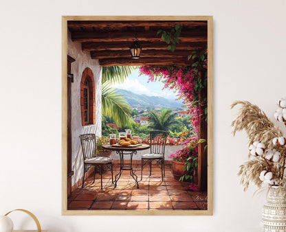 Affiche Art Colombien – Illustration Arepas, Café et Flûtes Gaita