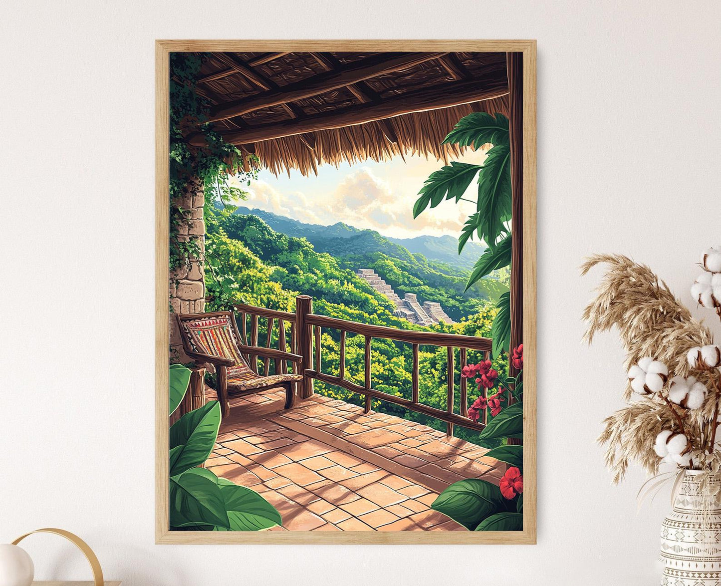 Affiche Ruines Mayas – Poster Vue de la Fenêtre de San Ignacio au Crépuscule