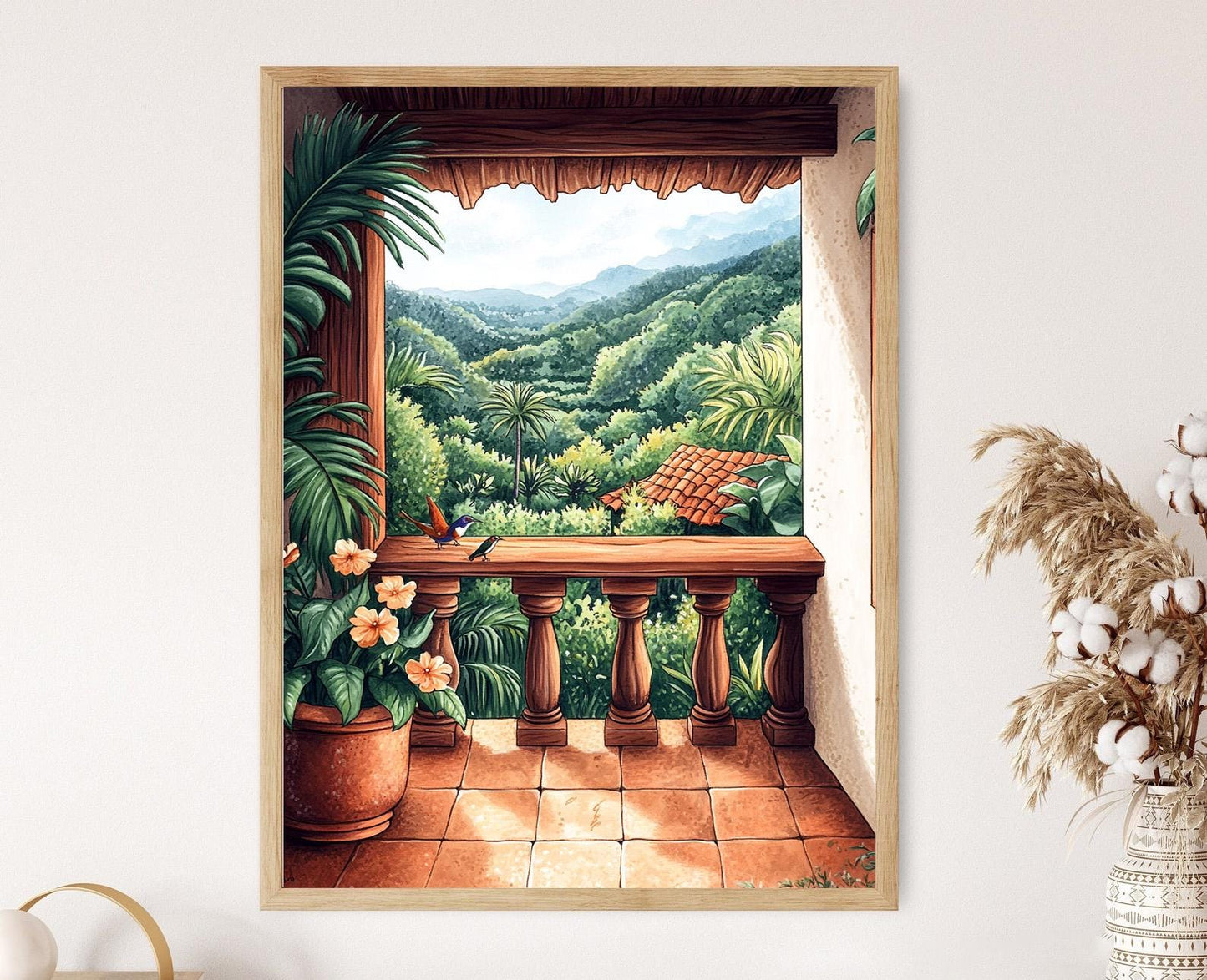 Affiche Belize – Poster Print Hummingbirds et Orchidées en Forêt Tropicale