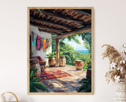 Affiche Belize – Poster Illustration Tropicale des Tambours Garifuna