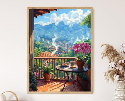 Affiche San José Costa Rica – Art Print Vue Terrasse sur Montagne