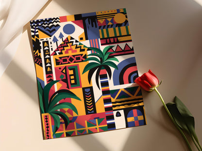 Affiche Ndebele – Poster Art Vibrant avec Designs Géométriques Culturels