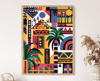 Affiche Ndebele – Poster Art Vibrant avec Designs Géométriques Culturels