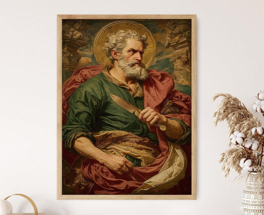 Affiche Saint Barthélemy – Impression d'art Renaissance avec halo doré