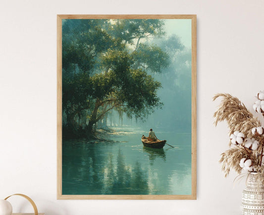 Affiche Sundarbans – Poster Art de Pêcheur dans la Forêt de Mangrove