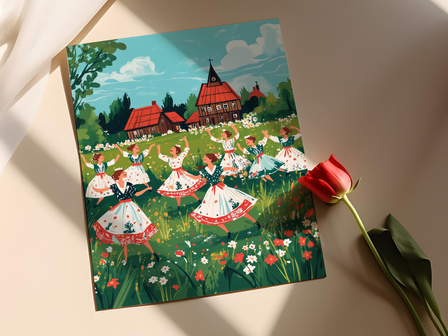 Affiche Danse Folk Lituanienne – Poster Illustration Oira, Malūnėlis