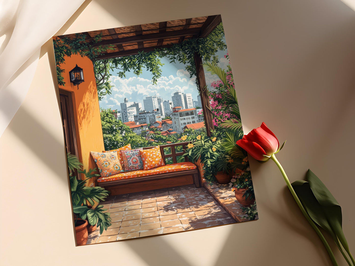 Affiche Art de Patio Dhaka – Poster Décor Nakshi Kantha