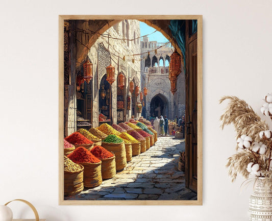 Affiche Tulkarm – Illustrations du marché des épices en Cisjordanie