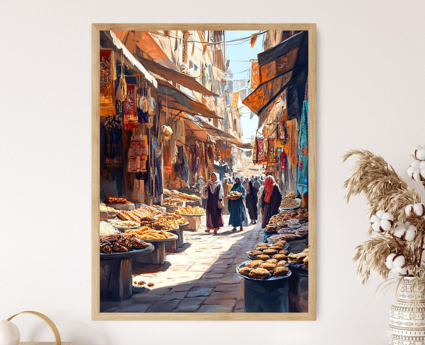 Affiche Marché de Gaza – Poster Festif de Baklava et Ma’amoul