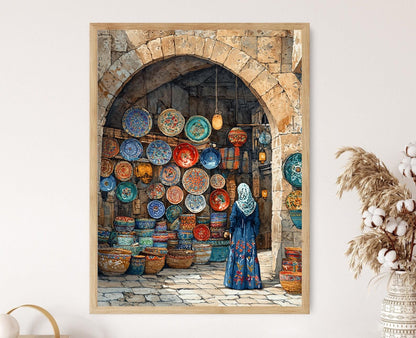 Affiche Artisanat de Gaza – Poster Broderie et Céramiques Palestiniennes