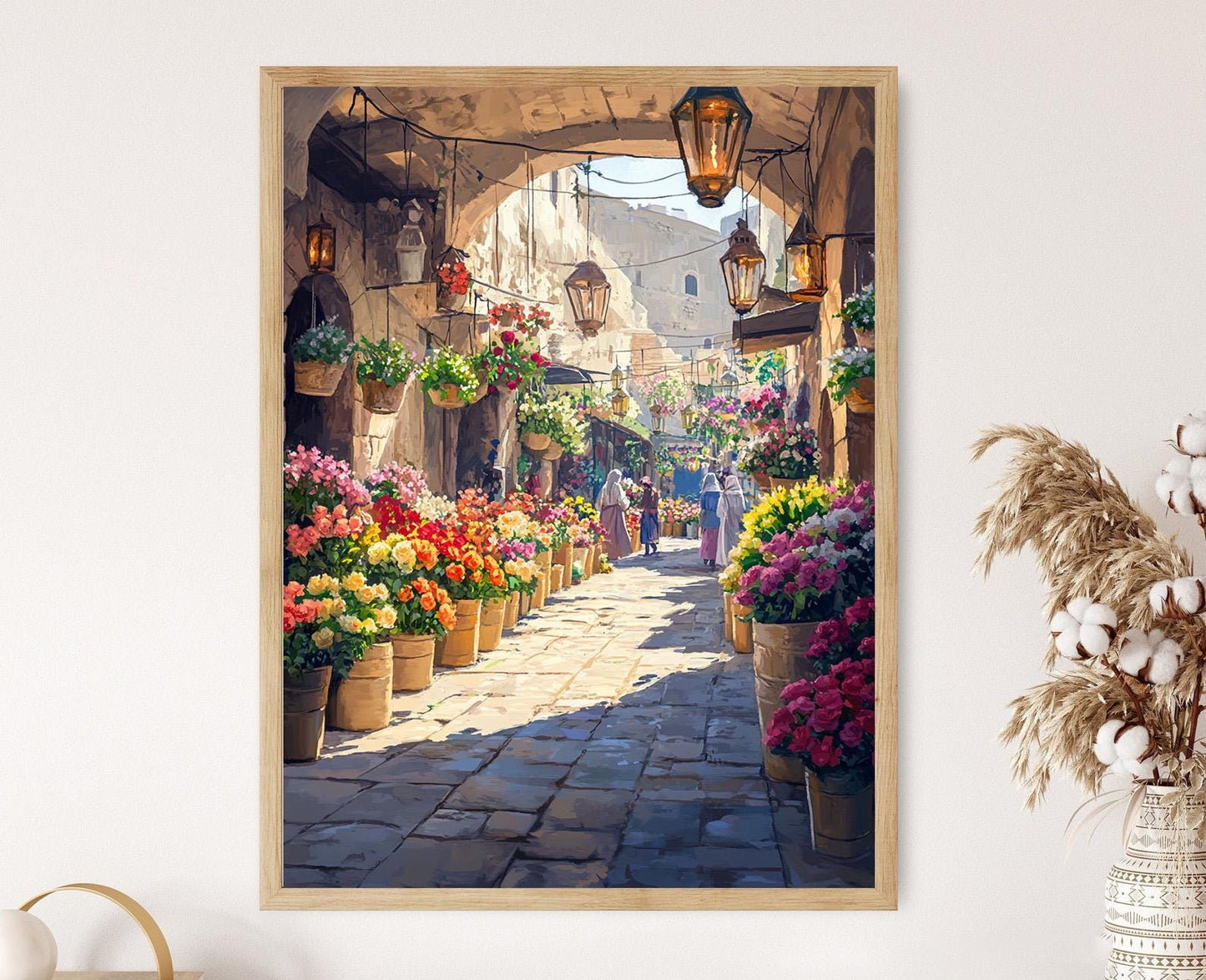 Affiche Marché Floral de Gaza – Poster Art de la Flore Palestinienne