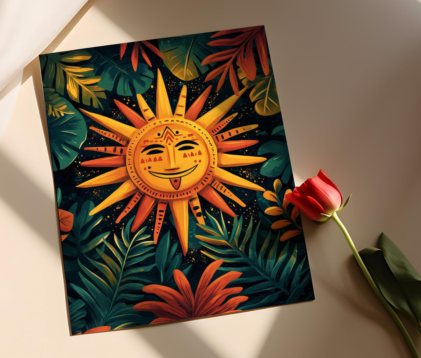 Affiche Soleil Taíno – Poster Illustration d'Art Tribal Porto-Ricain