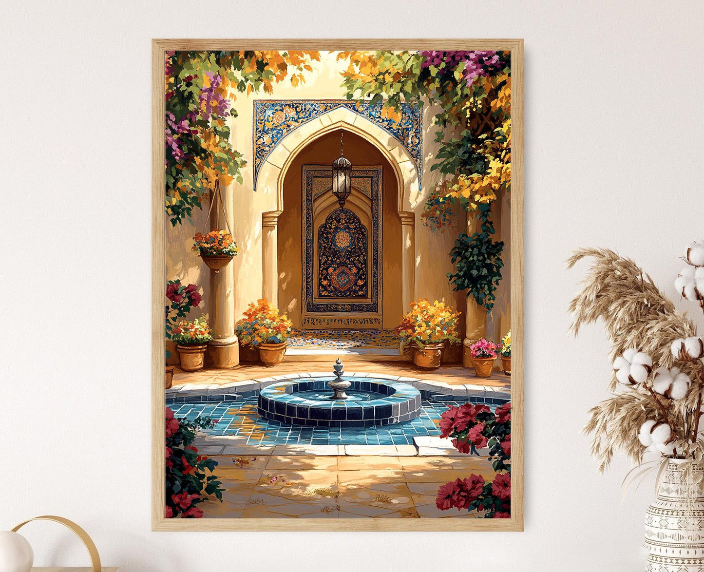 Affiche Isfahan – Imprimé Art avec Fontaine Turquoise et Tapis Persans