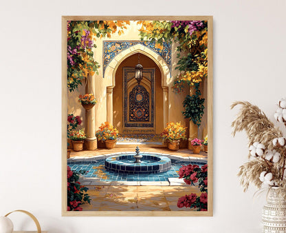 Affiche Isfahan – Imprimé Art avec Fontaine Turquoise et Tapis Persans