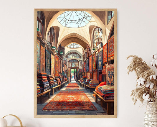 Affiche Marché de Tapis de Téhéran – Poster Art des Tapis Persans