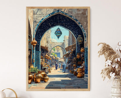 Affiche Marché de Téhéran – Impression d'Art Pots en Cuivre & Plateaux en Laiton