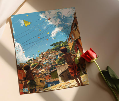Affiche Cerfs-volants de la Favela – Poster Art des Enfants Brésiliens