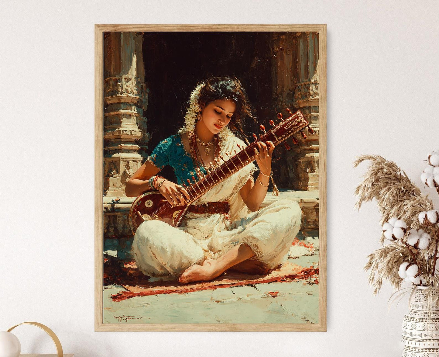 Affiche Musicien Carnatique – Poster Illustration Folk Sud-Indien