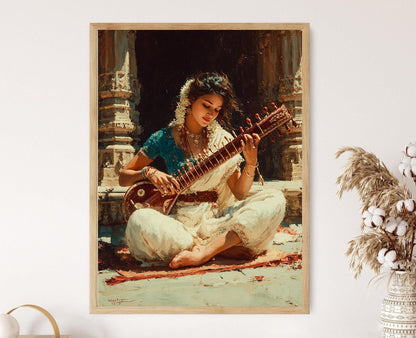 Affiche Musicien Carnatique – Poster Illustration Folk Sud-Indien