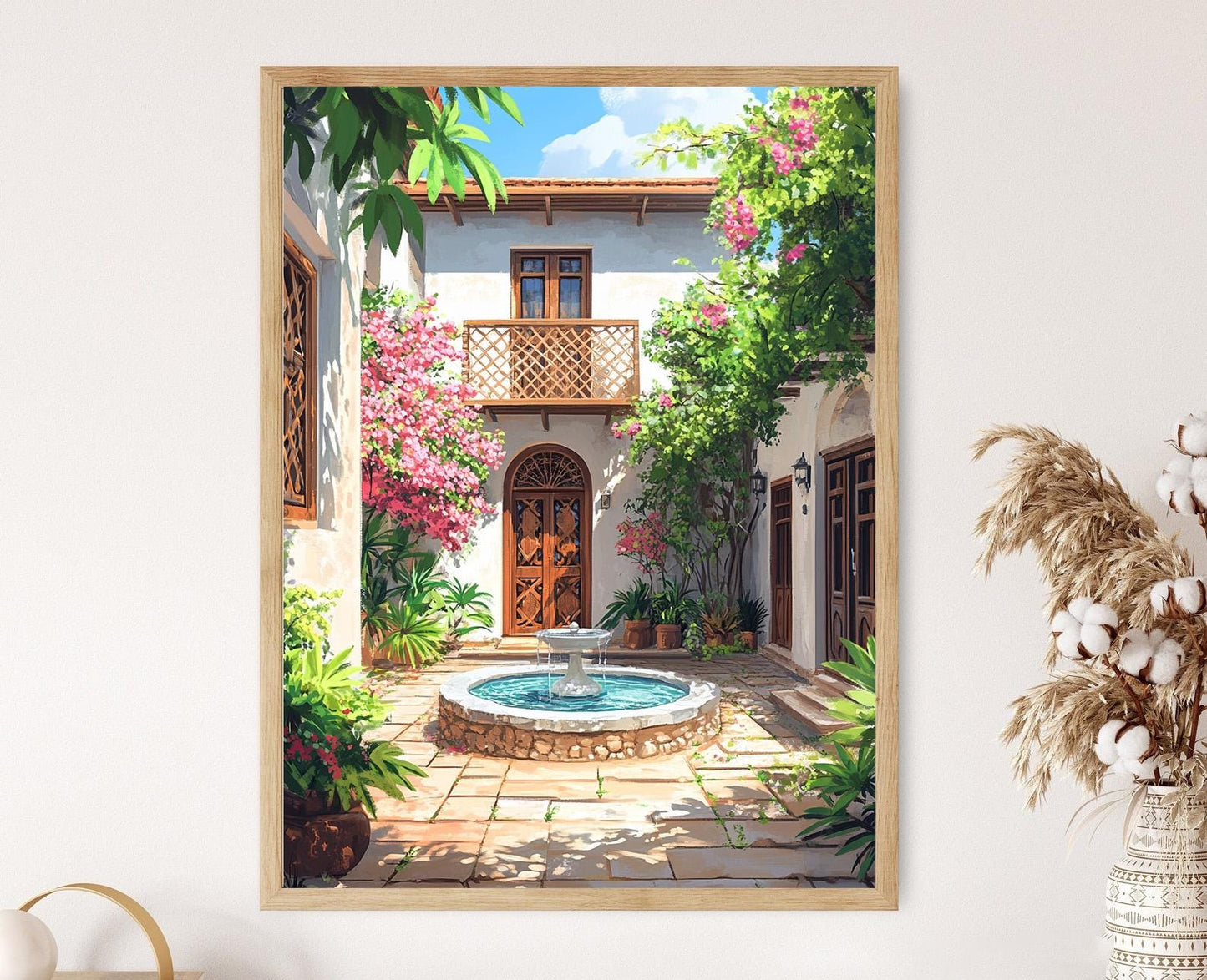 Affiche Zanzibar : Fontaine Corail, Frangipani, Portes Sculptées