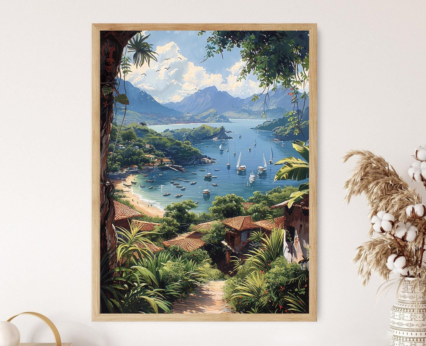 Affiche des Islets de Grenade – Impression Art de Lac Nicaragua et Bateaux Traditionnels