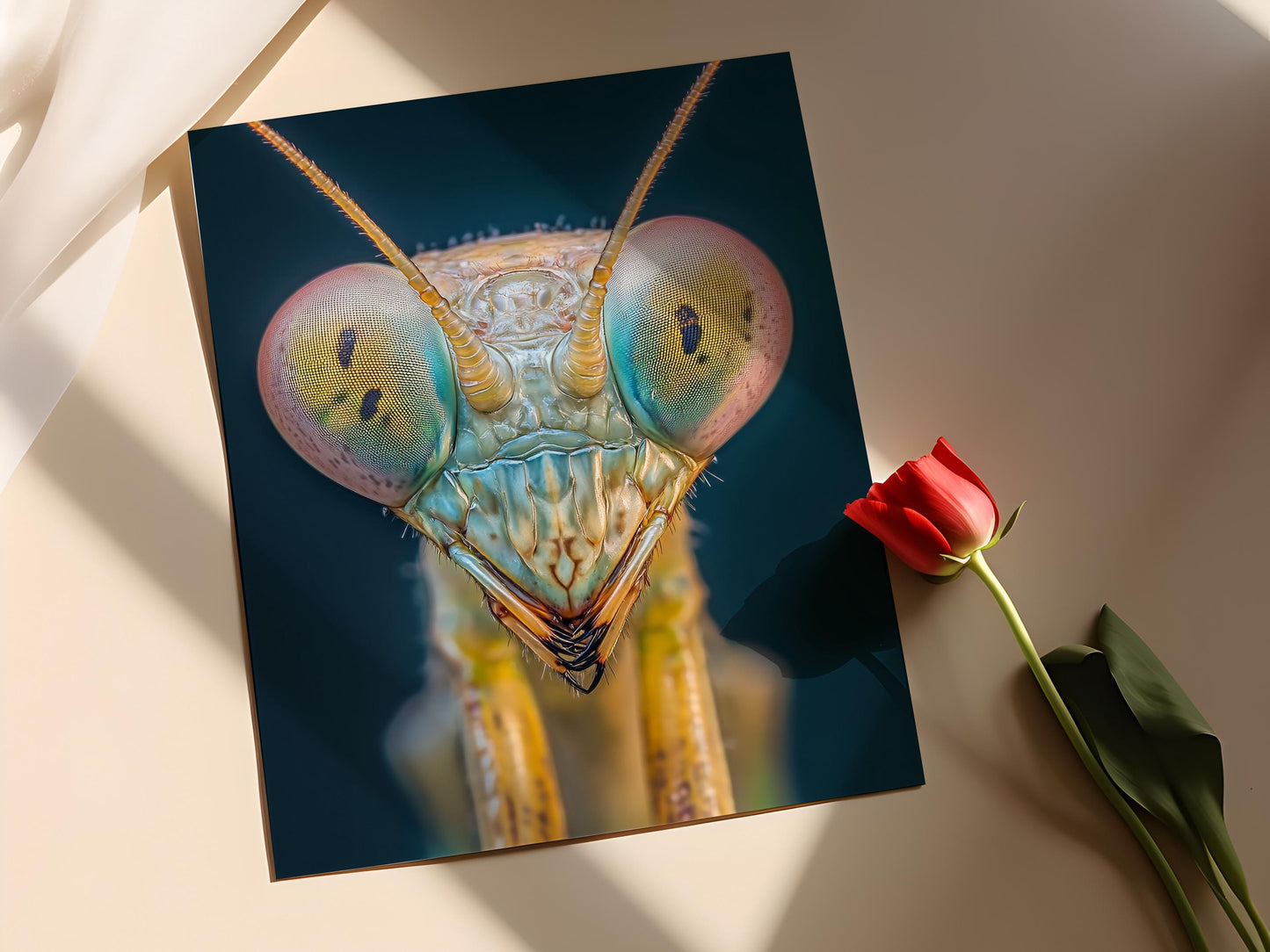 Affiche Mante Religieuse – Impression Art de Tête en Macro Détails