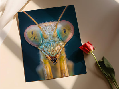 Affiche Mante Religieuse – Impression Art de Tête en Macro Détails