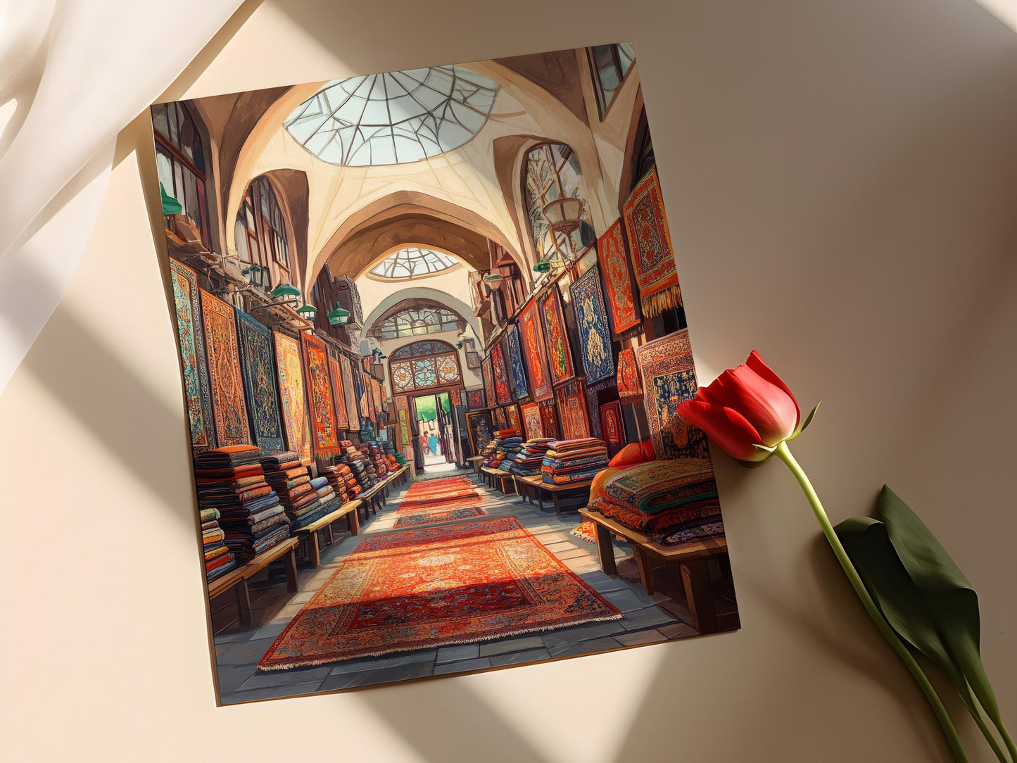 Affiche Marché de Tapis de Téhéran – Poster Art des Tapis Persans