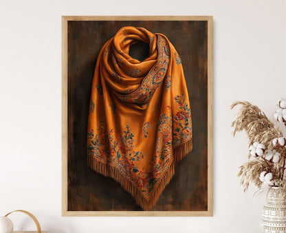Affiche Pashmina – Impression Art de Kashmiri avec Motifs Paisley et Floral