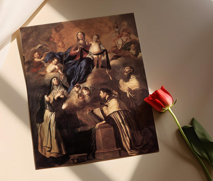 Affiche Notre-Dame du Mont-Carmel – Art de la Vierge Marie et l'Enfant Jésus