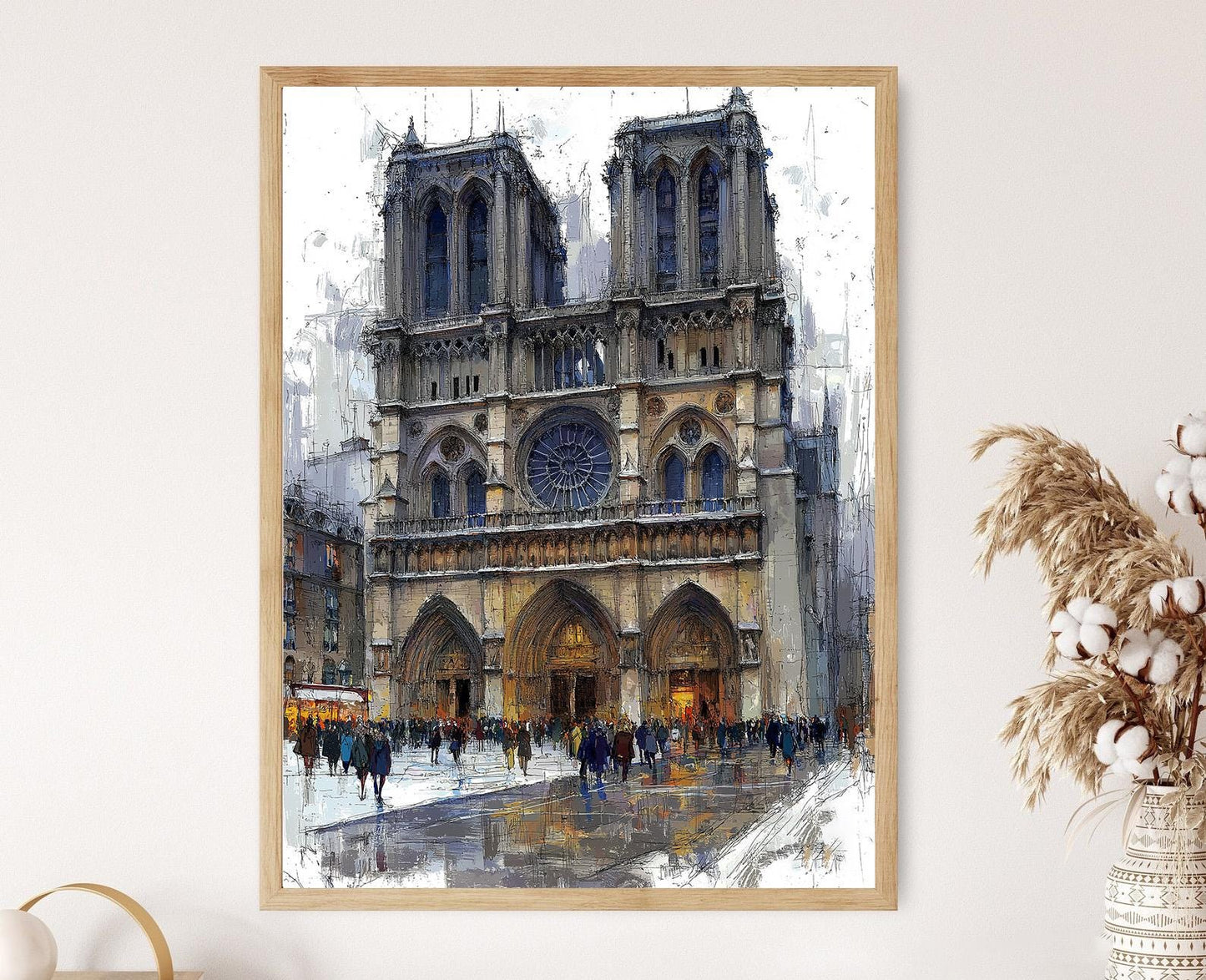 Affiche Notre-Dame – Illustration Gothique de Paris en Vectoriel