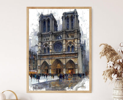 Affiche Notre-Dame – Illustration Gothique de Paris en Vectoriel