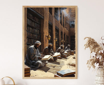 Affiche Timbuktu – Illustration des Manuscrits Maliki et Sagesse du Désert
