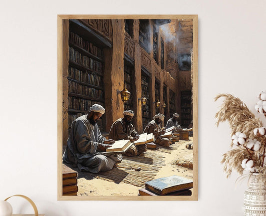 Affiche Timbuktu – Illustration des Manuscrits Maliki et Sagesse du Désert