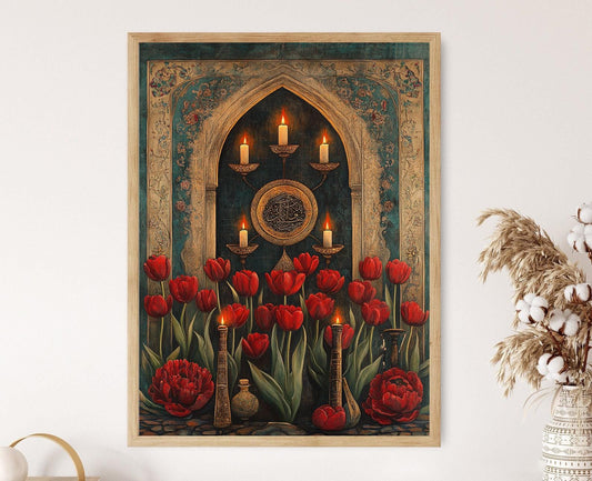 Affiche Douze Imams – Poster Bougies Alevi, Saz, Broderie Anatolienne